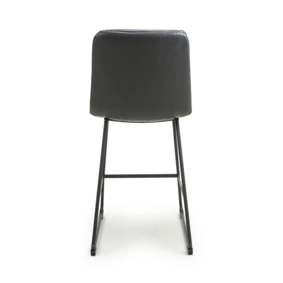 Argyle Dark Grey Leather Effect Fabric Bar Chairs In Pair