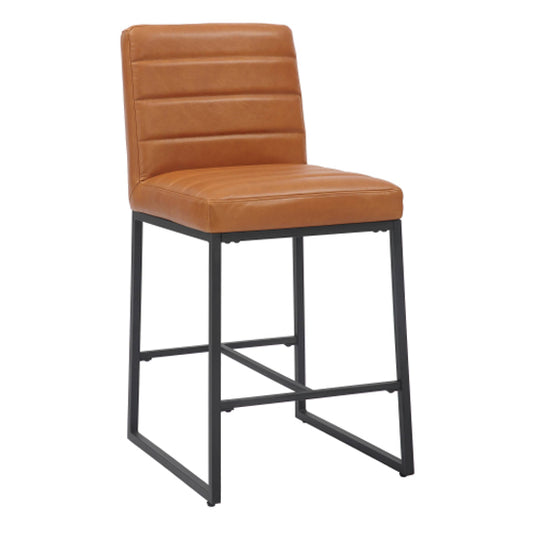 Carlton Light Brown Real Leather Bar Stools In Pair