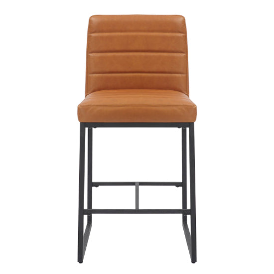 Carlton Light Brown Real Leather Bar Stools In Pair