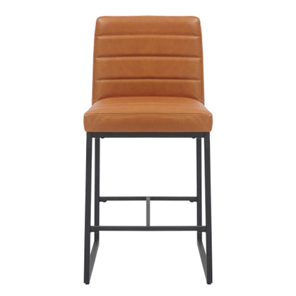 Carlton Light Brown Real Leather Bar Stools In Pair