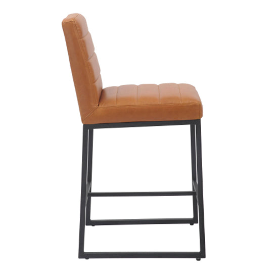 Carlton Light Brown Real Leather Bar Stools In Pair