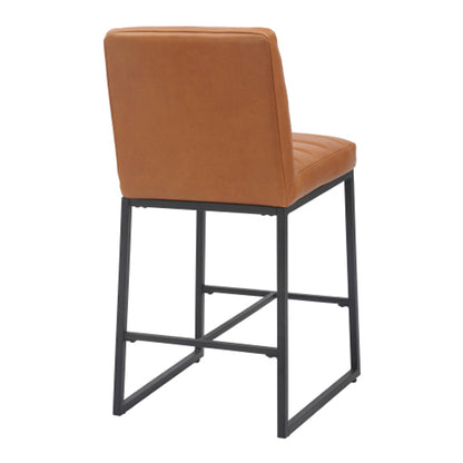 Carlton Light Brown Real Leather Bar Stools In Pair
