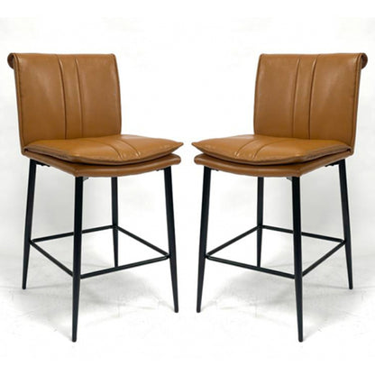 Lansdowne Tan Leather Effect Bar Stools In Pair