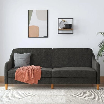 Jasper Linen Fabric Sofa Bed In Grey With Wooden Legs