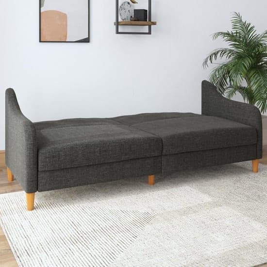 Jasper Linen Fabric Sofa Bed In Grey With Wooden Legs