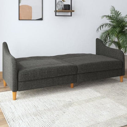 Jasper Linen Fabric Sofa Bed In Grey With Wooden Legs