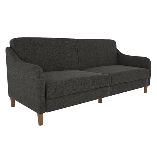 Jasper Linen Fabric Sofa Bed In Grey With Wooden Legs