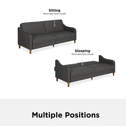 Jasper Linen Fabric Sofa Bed In Grey With Wooden Legs