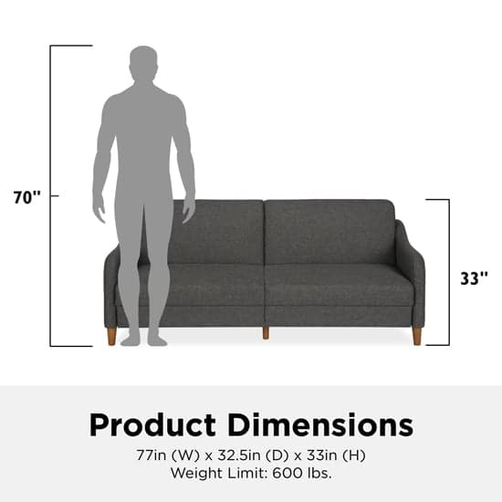 Jasper Linen Fabric Sofa Bed In Grey With Wooden Legs