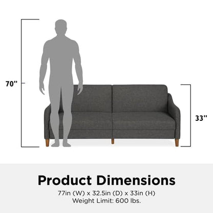 Jasper Linen Fabric Sofa Bed In Grey With Wooden Legs