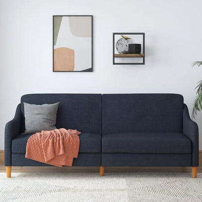 Jasper Linen Fabric Sofa Bed In Navy With Wooden Legs