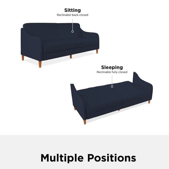 Jasper Linen Fabric Sofa Bed In Navy With Wooden Legs