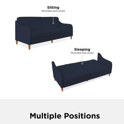 Jasper Linen Fabric Sofa Bed In Navy With Wooden Legs