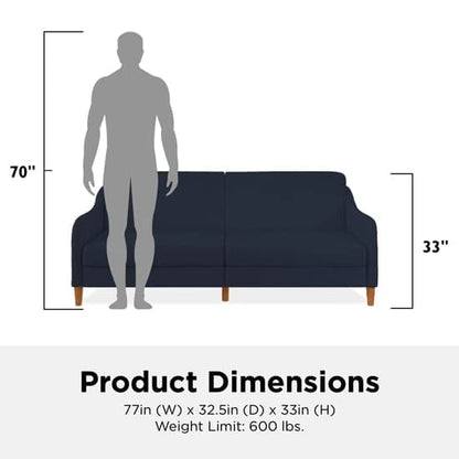 Jasper Linen Fabric Sofa Bed In Navy With Wooden Legs