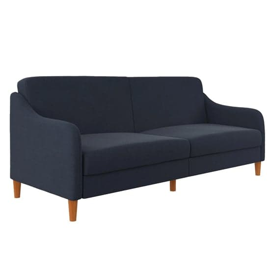 Jasper Linen Fabric Sofa Bed In Navy With Wooden Legs