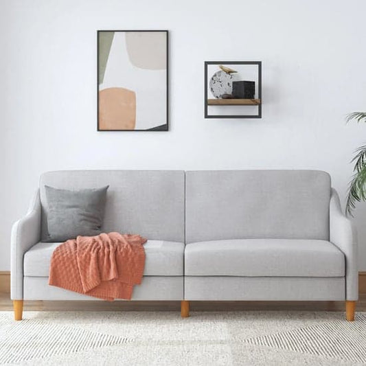Jasper Linen Fabric Sofa Bed In Light Grey With Wooden Legs