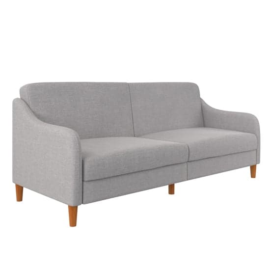 Jasper Linen Fabric Sofa Bed In Light Grey With Wooden Legs