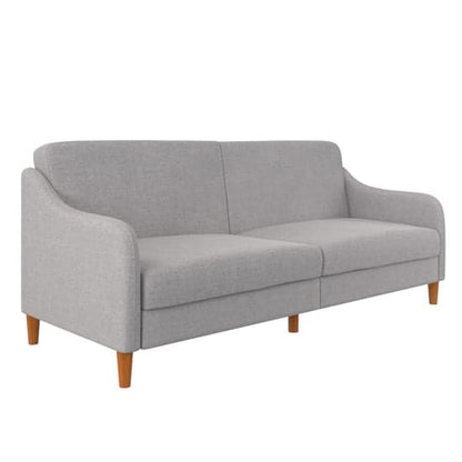Jasper Linen Fabric Sofa Bed In Light Grey With Wooden Legs