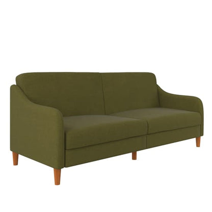Jasper Linen Fabric Sofa Bed In Green With Wooden Legs
