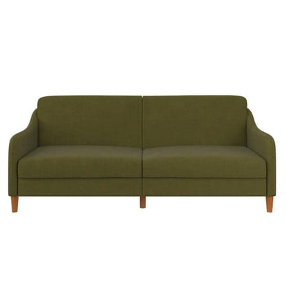 Jasper Linen Fabric Sofa Bed In Green With Wooden Legs