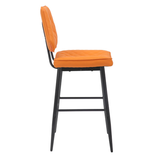 Garrick Orange Real Leather Bar Stools In Pair