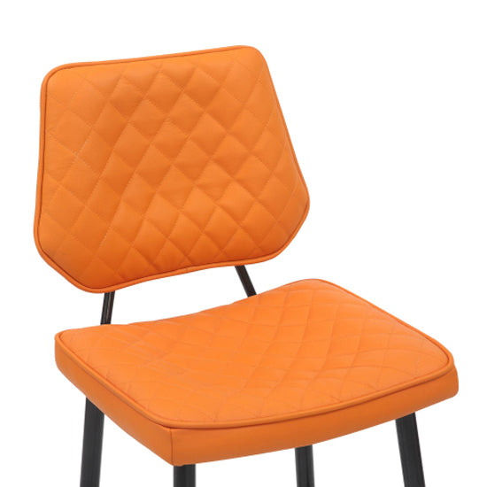 Garrick Orange Real Leather Bar Stools In Pair