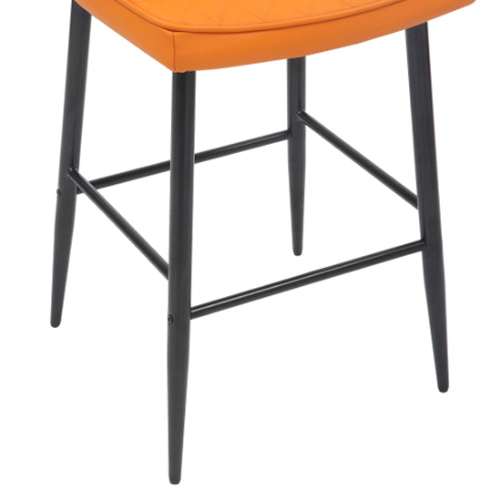 Garrick Orange Real Leather Bar Stools In Pair