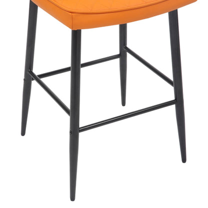 Garrick Orange Real Leather Bar Stools In Pair
