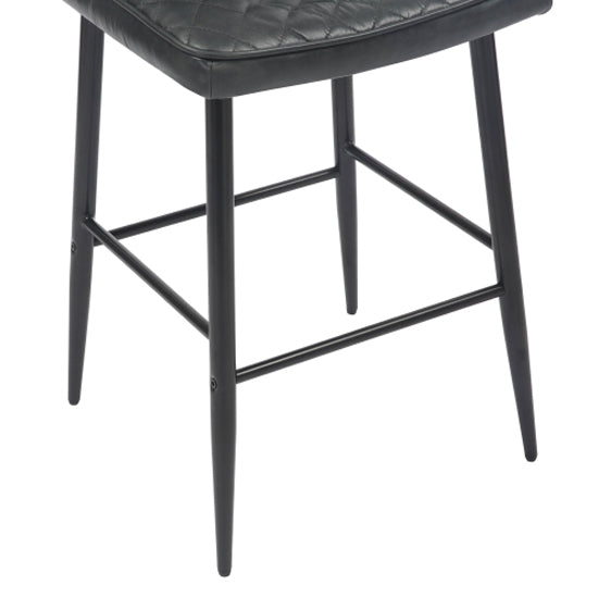 Garrick Black Real Leather Bar Stools In Pair