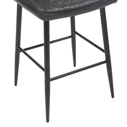 Garrick Black Real Leather Bar Stools In Pair