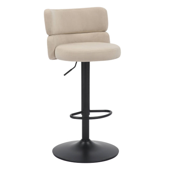 Mason Cream Brushed Velvet Bar Stools With Black Base In Pair