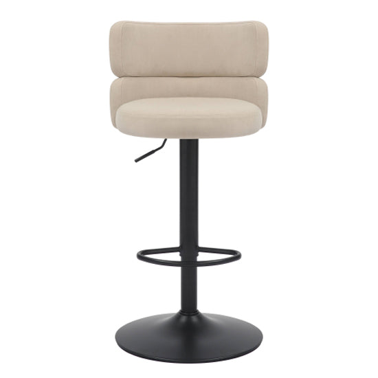 Mason Cream Brushed Velvet Bar Stools With Black Base In Pair