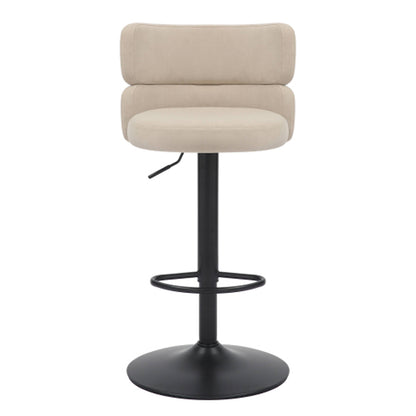 Mason Cream Brushed Velvet Bar Stools With Black Base In Pair