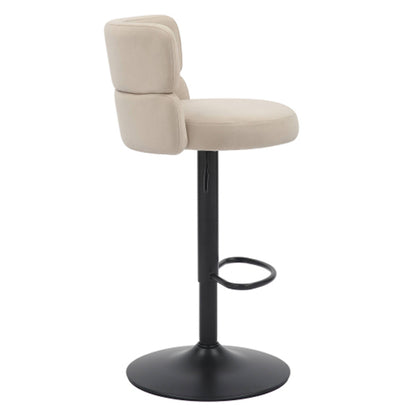 Mason Cream Brushed Velvet Bar Stools With Black Base In Pair