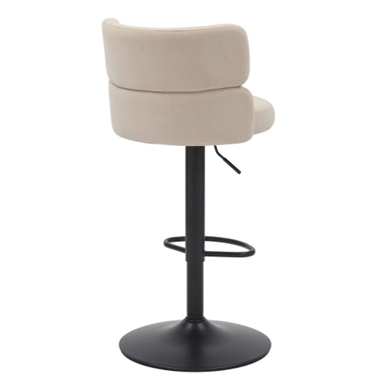 Mason Cream Brushed Velvet Bar Stools With Black Base In Pair