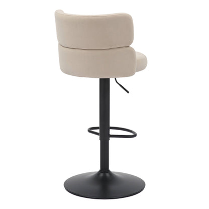 Mason Cream Brushed Velvet Bar Stools With Black Base In Pair