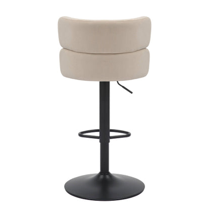 Mason Cream Brushed Velvet Bar Stools With Black Base In Pair