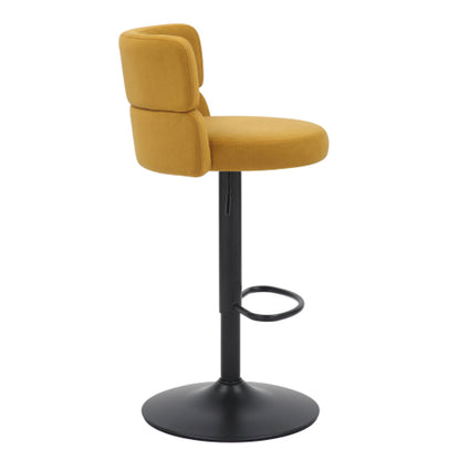 Mason Mustard Brushed Velvet Bar Stools With Black Base In Pair
