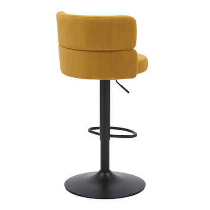 Mason Mustard Brushed Velvet Bar Stools With Black Base In Pair
