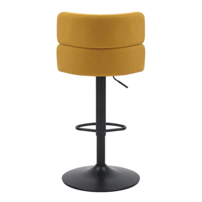 Mason Mustard Brushed Velvet Bar Stools With Black Base In Pair