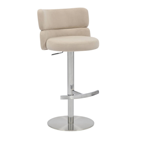 Mason Cream Brushed Velvet Bar Stools With Brushed Steel Base In Pair
