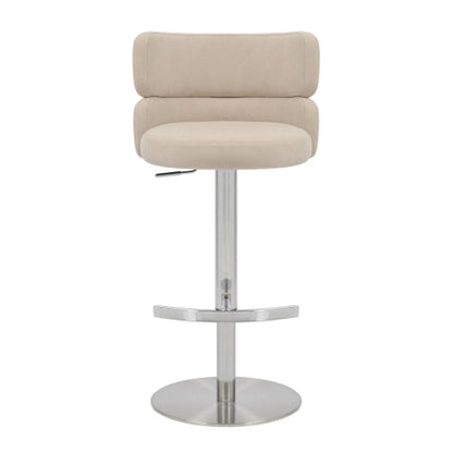 Mason Cream Brushed Velvet Bar Stools With Brushed Steel Base In Pair