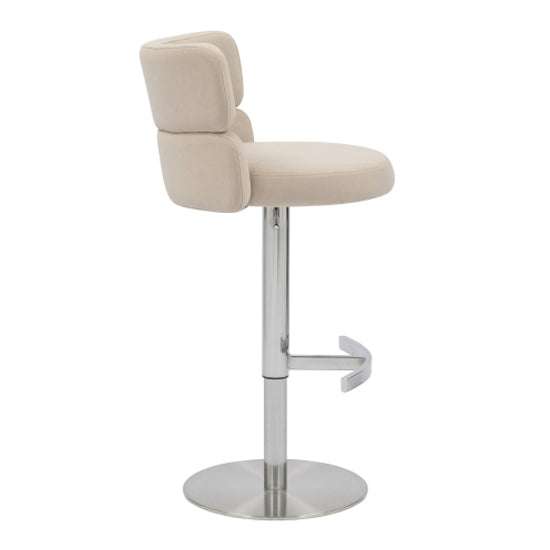 Mason Cream Brushed Velvet Bar Stools With Brushed Steel Base In Pair