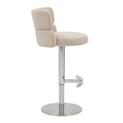 Mason Cream Brushed Velvet Bar Stools With Brushed Steel Base In Pair