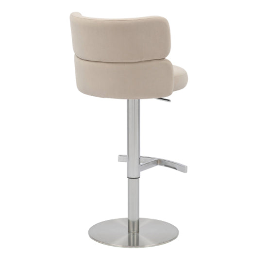 Mason Cream Brushed Velvet Bar Stools With Brushed Steel Base In Pair