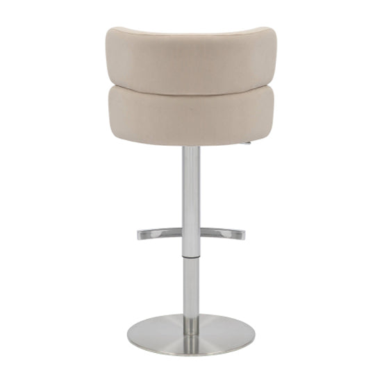 Mason Cream Brushed Velvet Bar Stools With Brushed Steel Base In Pair