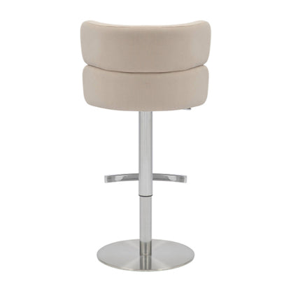 Mason Cream Brushed Velvet Bar Stools With Brushed Steel Base In Pair