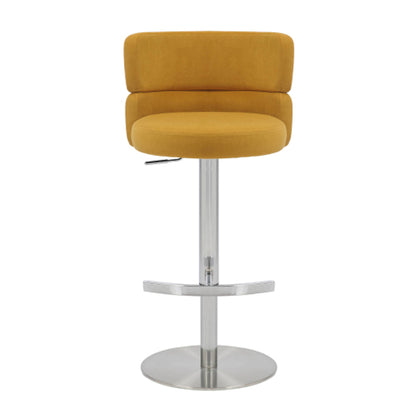 Mason Mustard Brushed Velvet Bar Stools With Brushed Steel Base In Pair