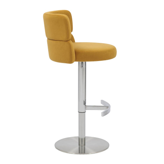 Mason Mustard Brushed Velvet Bar Stools With Brushed Steel Base In Pair