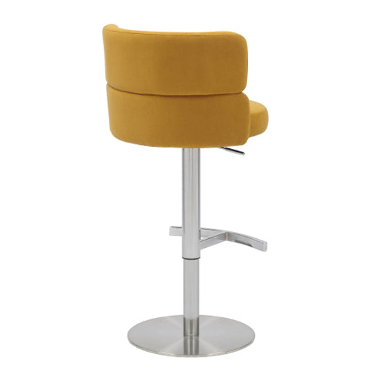 Mason Mustard Brushed Velvet Bar Stools With Brushed Steel Base In Pair